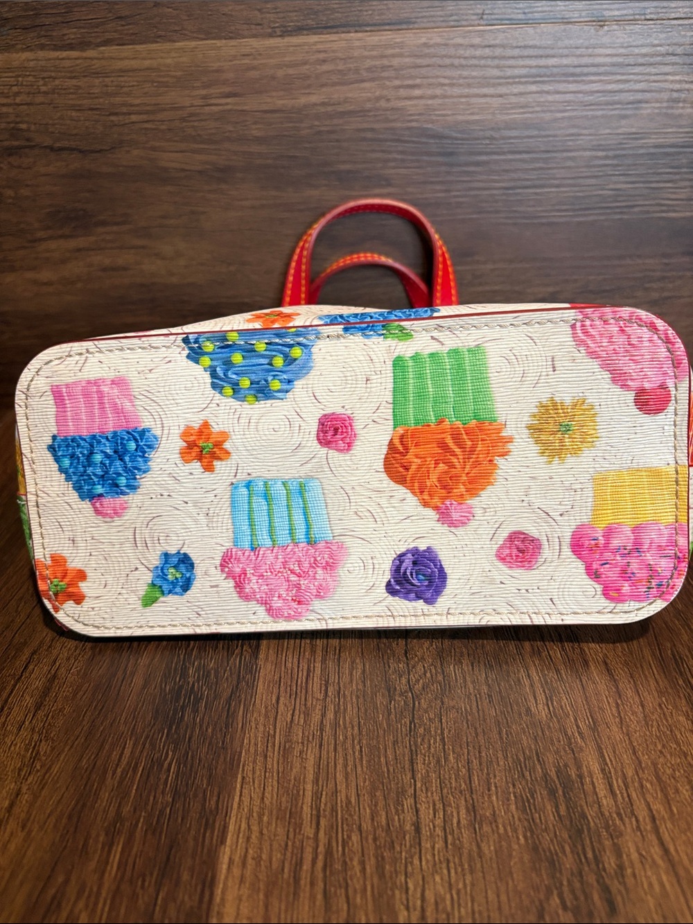 Dooney & Bourke White Cupcake Print Satchel with Red Handles - Picture 3 of 4